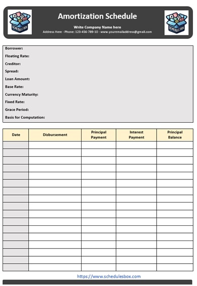 Amortization Schedule Templates - Schedules Box