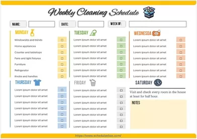 Weekly Cleaning Schedule Template