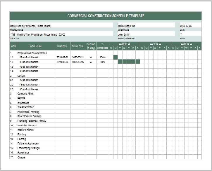 Commercial Construction Schedule