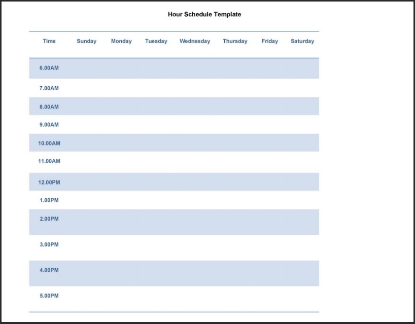 Hourly Management Schedule