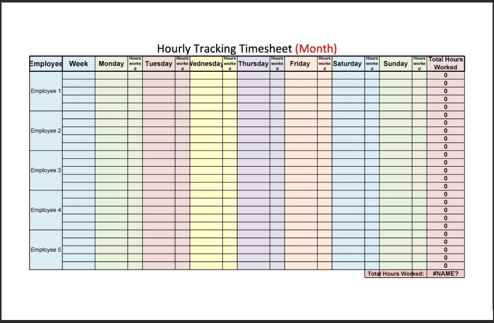 Hourly Tracking Schedule Template
